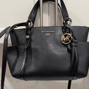 Michael Kors Black Satchel with Gold Accents